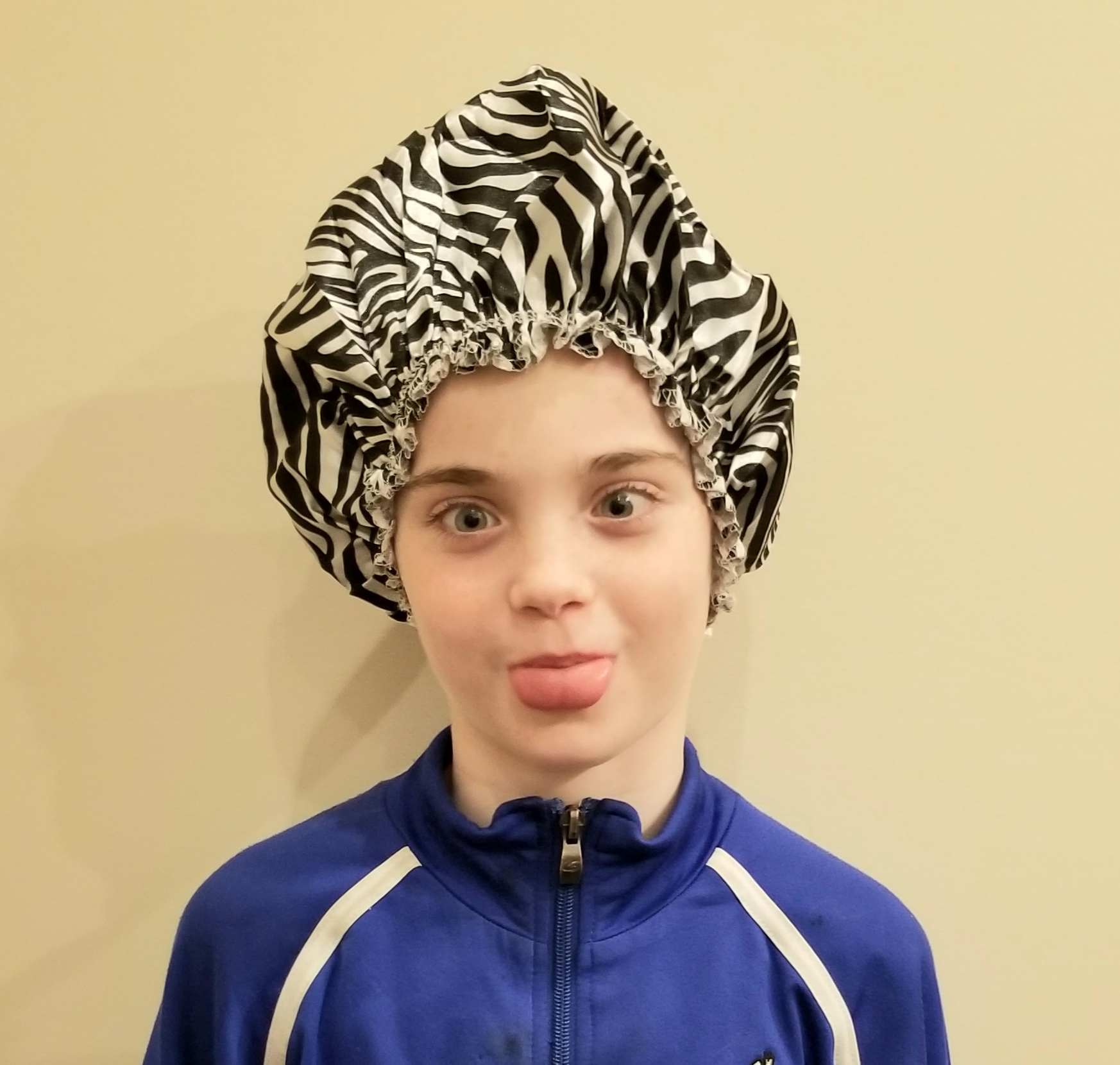 zebra shower cap