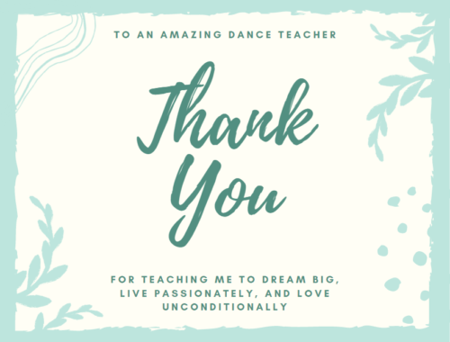 Dance Teacher Thank You Green