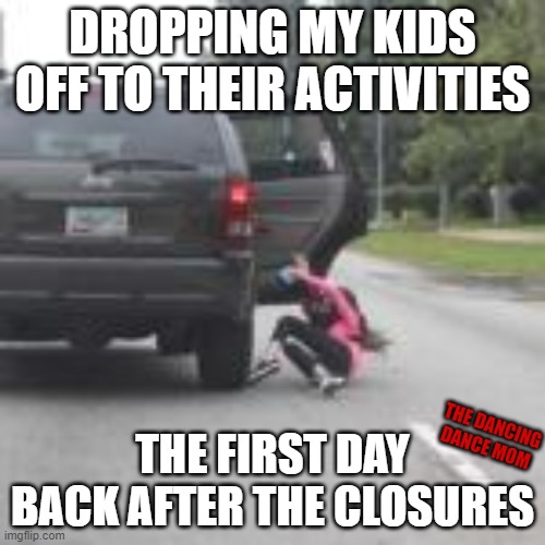Meme depicting a girl falling out of a vehicle