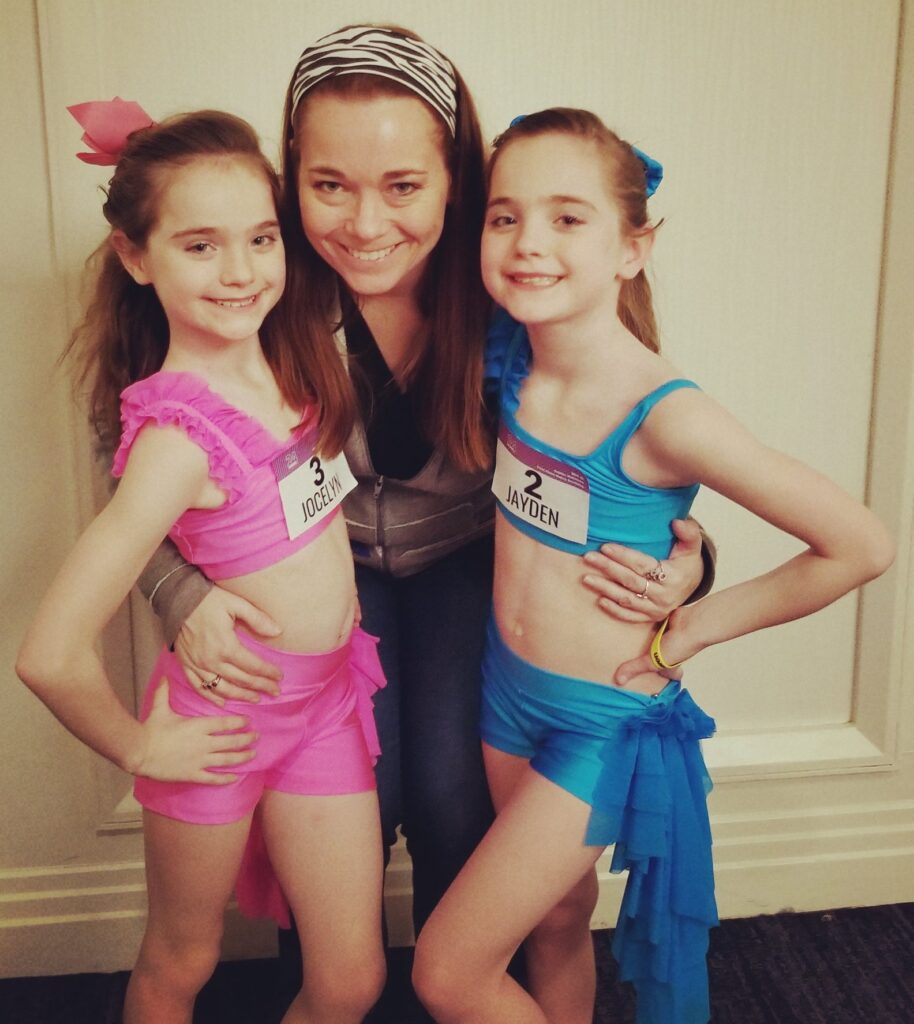 Mom and girls at dance convention