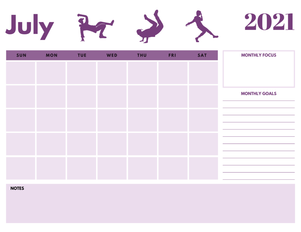 July 2021 Calendars | The Dancing Dance Mom