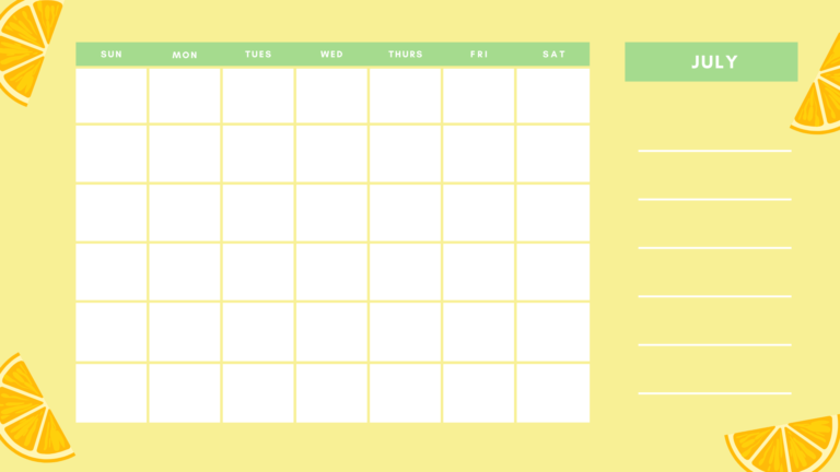 July Calendar Citrus