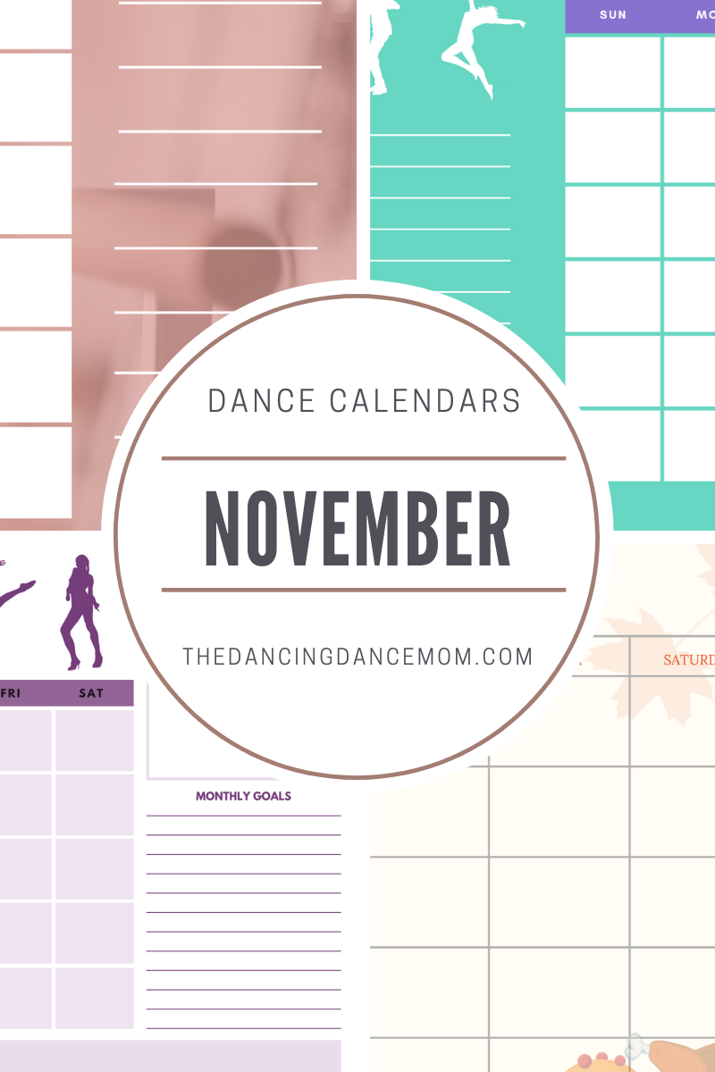 November Dance Calendar Collage